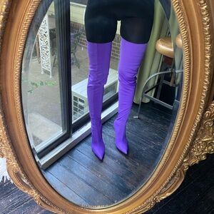 Striking Purple Over-the-Knee Boots with Stiletto Heel